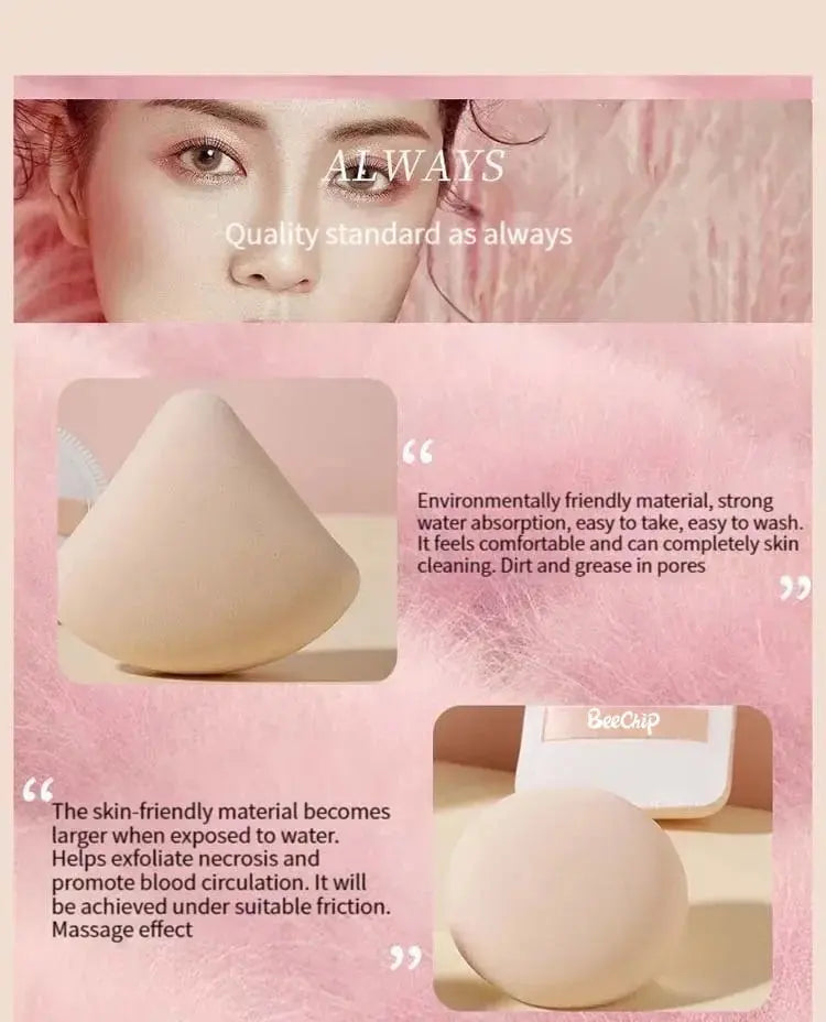3 Pieces Dry Wet Usable Makeup Cosmetic Puff Sponge Cushion Puff for Foundation Powder Soft and Cute