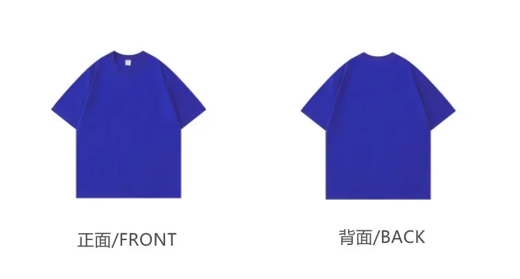 Summer Light Green Heavy Weight 300G Short Sleeved T-shirt Cotton  Men's Loose Casual Base Shirt Korean Tee Women's