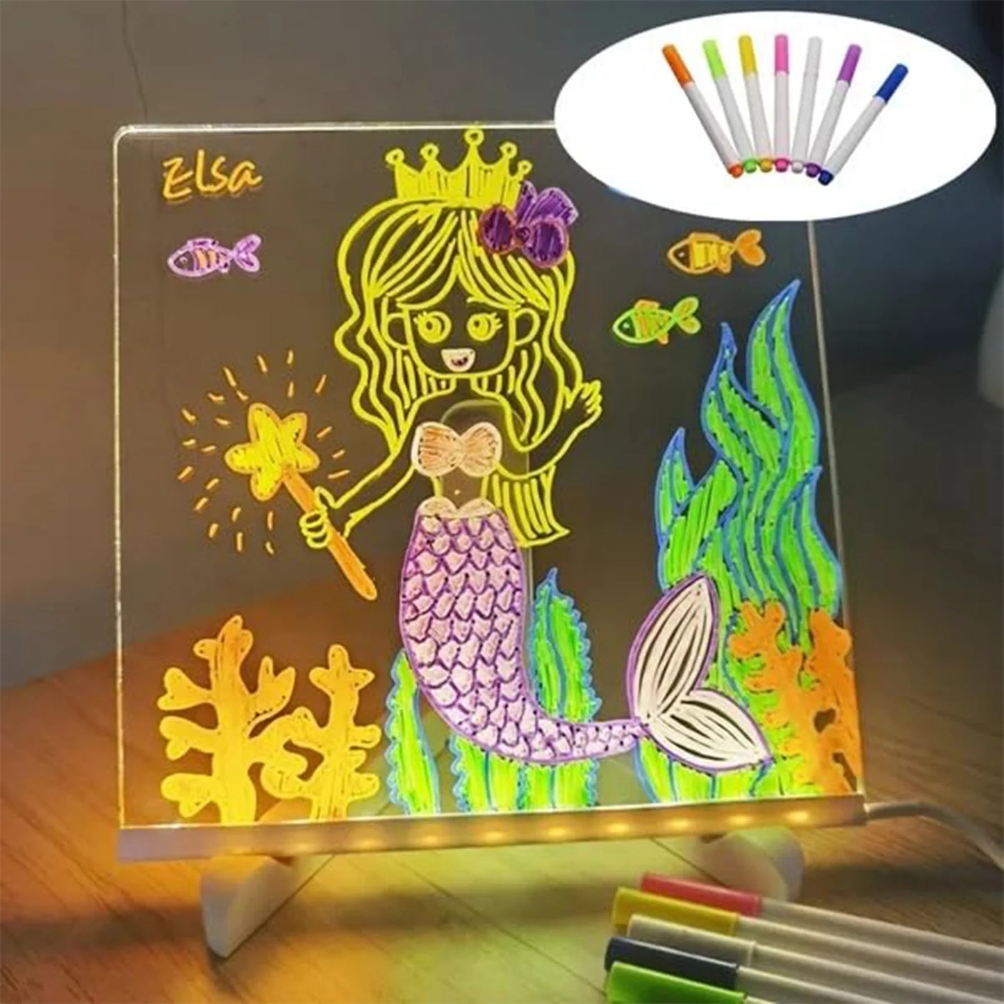Acrylic Writing Board with Colored Pens