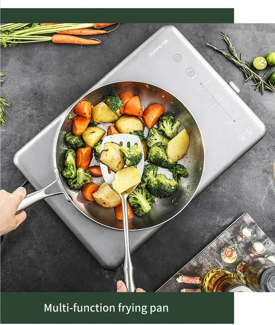Stainless Steel Frying Pan 304 NonStick Pan Fried Steak Pot Uncoated Cookware For Gas Stove and Induction KitchenCooker