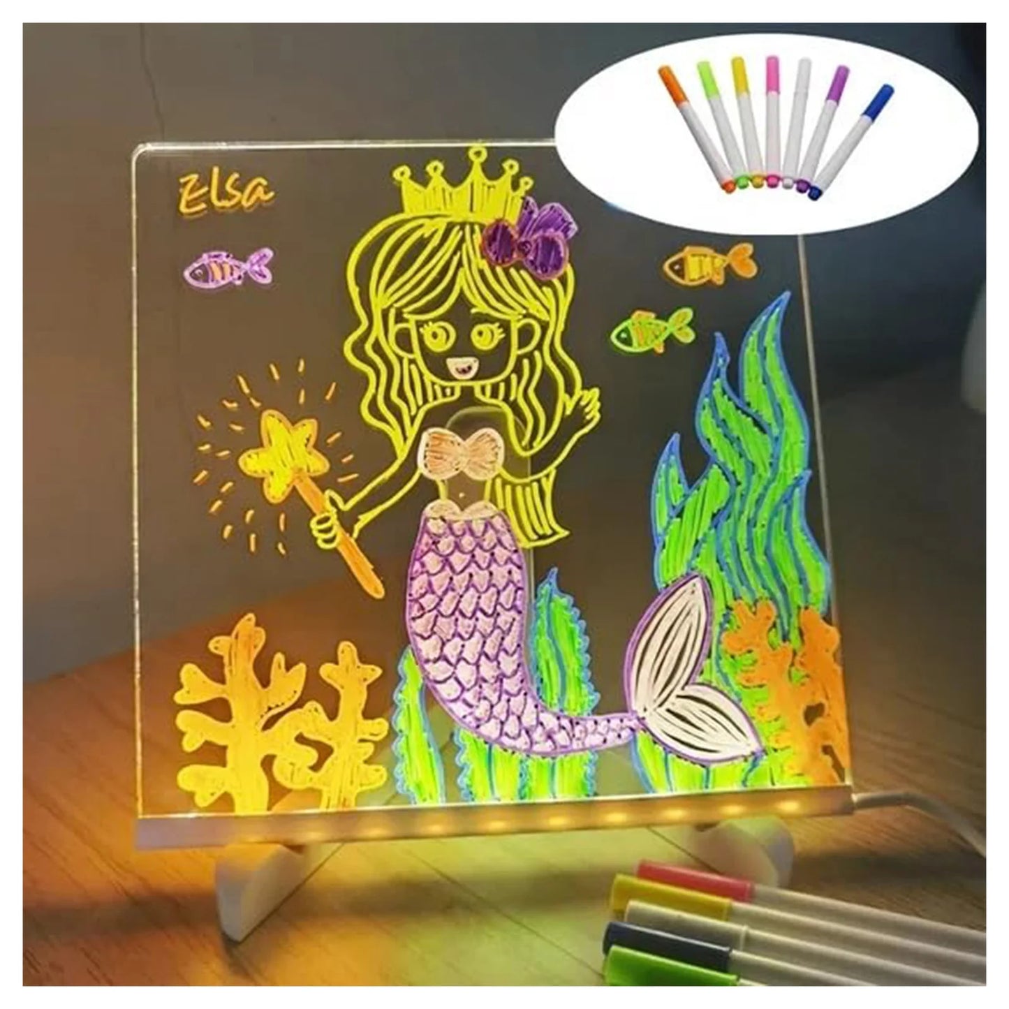 Acrylic Writing Board with Colored Pens