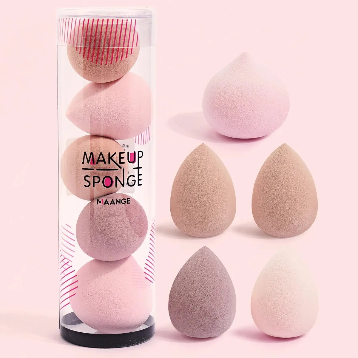 MAANGE 5PCS Makeup Sponge Blender Set Foundation Concealer Powder Cream Puff Dry&Wet Cosmetic Puff Multi-colored Beauty Sponges