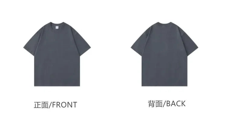 Summer Light Green Heavy Weight 300G Short Sleeved T-shirt Cotton  Men's Loose Casual Base Shirt Korean Tee Women's