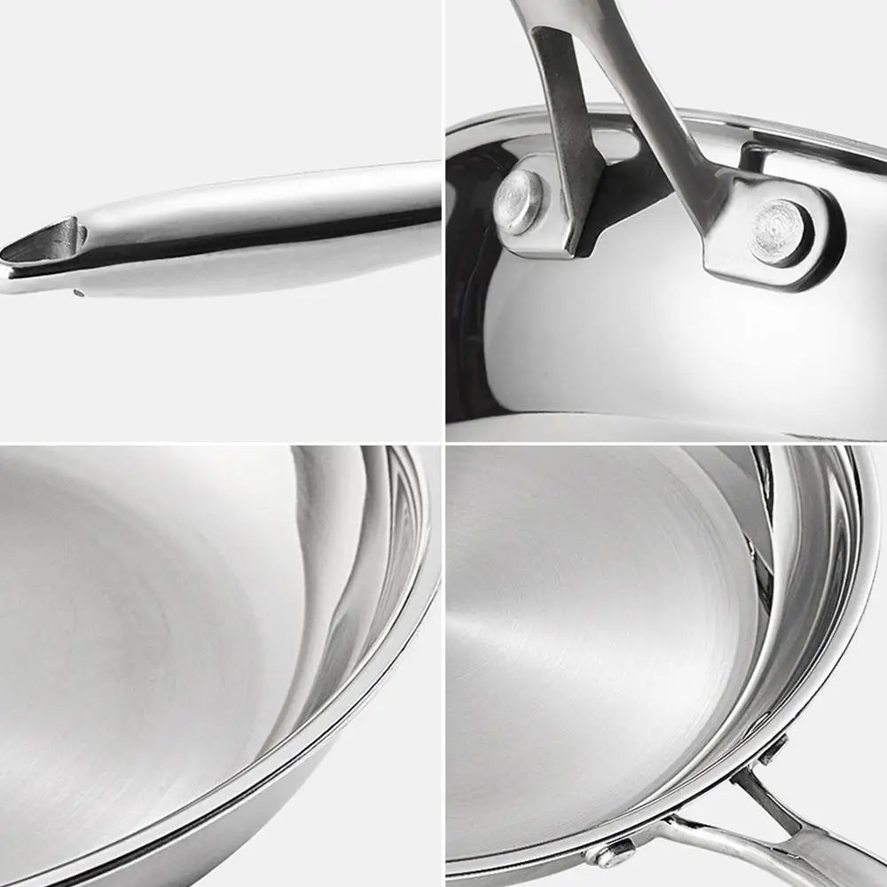 Stainless Steel Frying Pan Non-Stick Pan Fried Steak Pot Uncoated Kitchen Cookware For Home Gas Stove and Induction Cooker