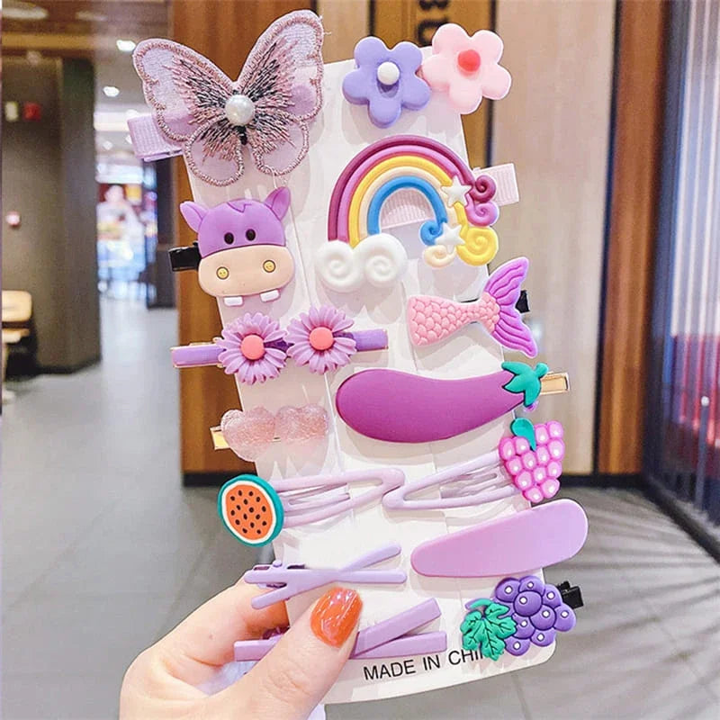 14-28-42-70Pcs Cartoon Baby Hair Clip Set Flower Fruit Baby Girl Barrettes Bangs Hairpins Kids Hair Accessories