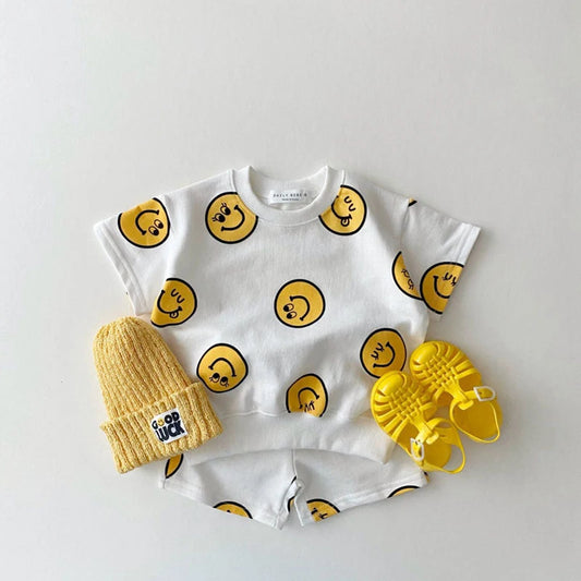 Baby Love Eyes Smile Face Tee Shorts 2-piece Set