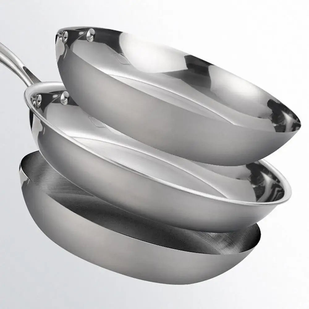 Stainless Steel Frying Pan Non-Stick Pan Fried Steak Pot Uncoated Kitchen Cookware For Home Gas Stove and Induction Cooker