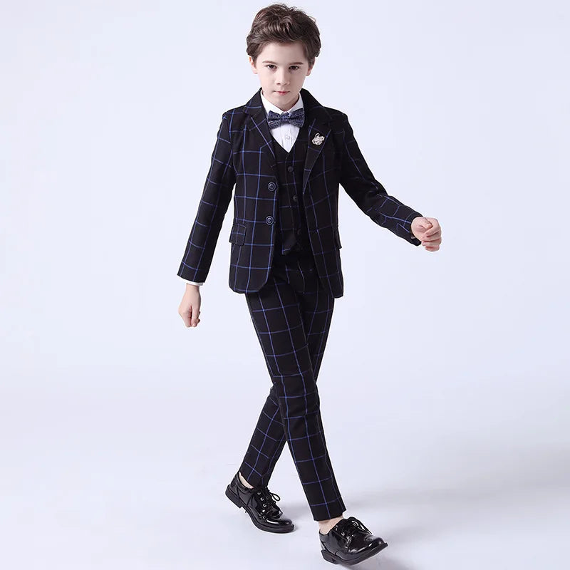 Boys Suit For Wedding Teenager Kids Formal Ceremony Tuxedo Dress Children Photograph Blazer Evening Party Performance Costume