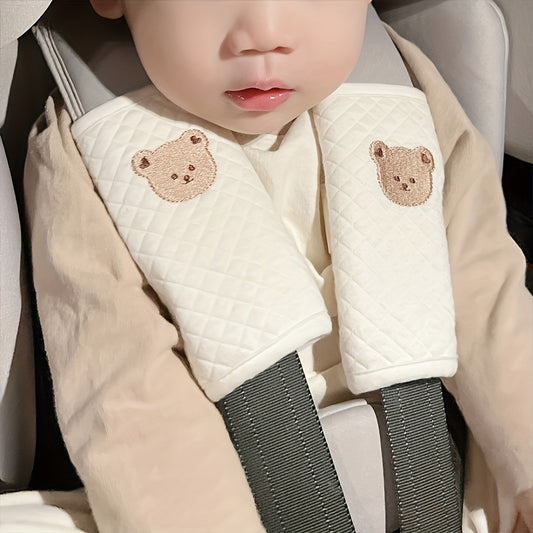 Cute Cartoon Bear Baby Safety Seat Shoulder Strap Protective Cover - Soft Padded Cushion, Adjustable Design, Stroller and Car Seat Compatible, Anti-Legging, Easy to Install, Washable, Durable - Perfect Gift for Christmas, Hal