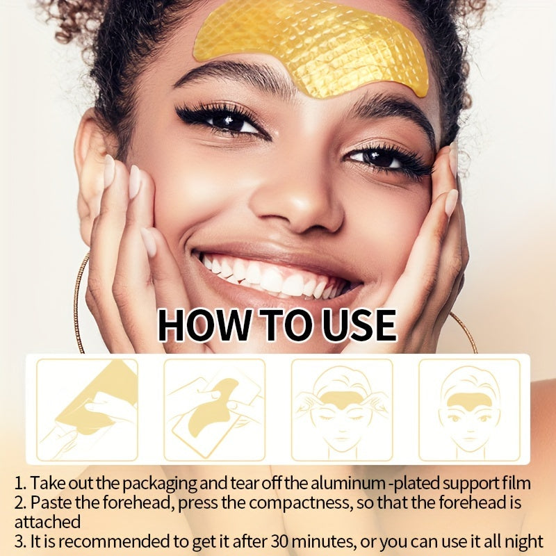 5-Piece ILISYA Golden Collagen Forehead Patches - Replenish Water, Deeply Moisturize, Anti-Aging, Smooth Wrinkles, and Hydrate Skin with 24K Golden Essence
