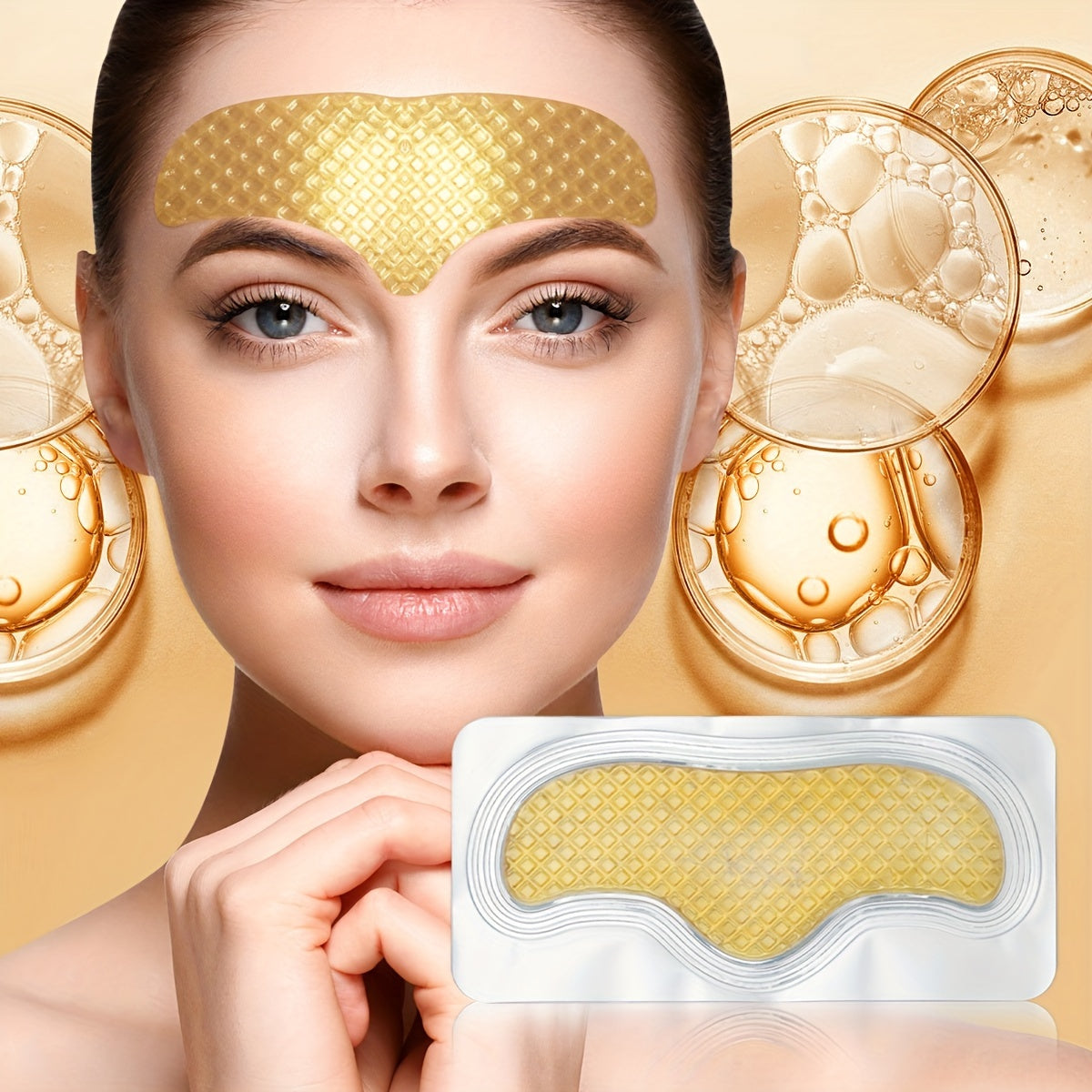 5-Piece ILISYA Golden Collagen Forehead Patches - Replenish Water, Deeply Moisturize, Anti-Aging, Smooth Wrinkles, and Hydrate Skin with 24K Golden Essence