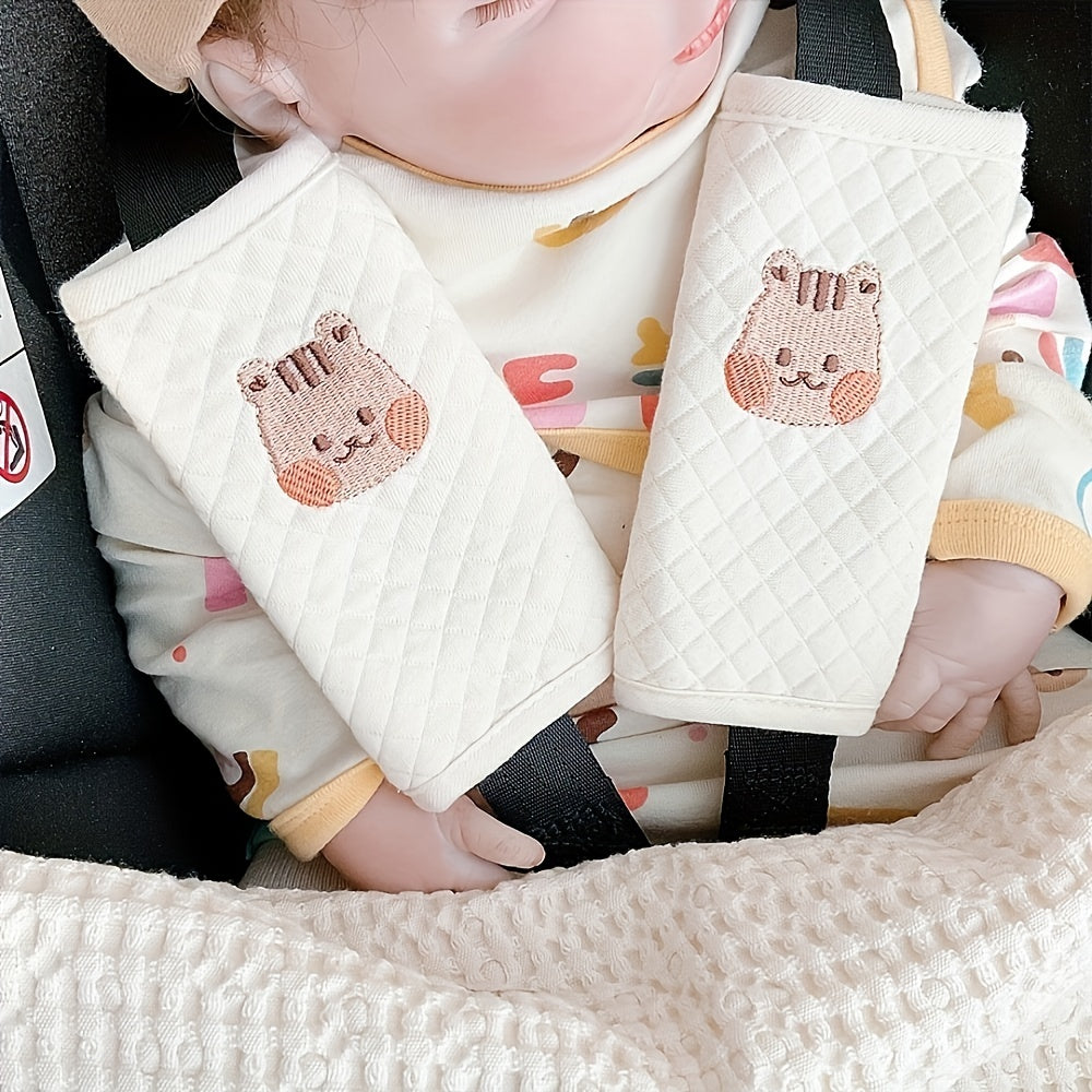 Cute Cartoon Bear Baby Safety Seat Shoulder Strap Protective Cover - Soft Padded Cushion, Adjustable Design, Stroller and Car Seat Compatible, Anti-Legging, Easy to Install, Washable, Durable - Perfect Gift for Christmas, Hal