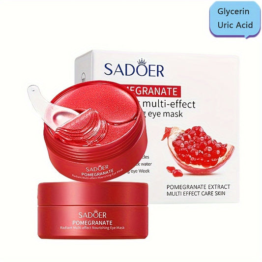 60 Pcs Box of Hydrating Pomegranate Essence Under Eye Patches for Firming Eye Skin, Rejuvenating Eye Masks with Eye Gel Pads