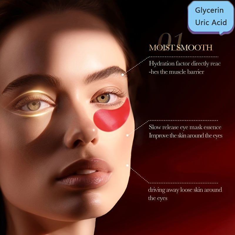60 Pcs Box of Hydrating Pomegranate Essence Under Eye Patches for Firming Eye Skin, Rejuvenating Eye Masks with Eye Gel Pads